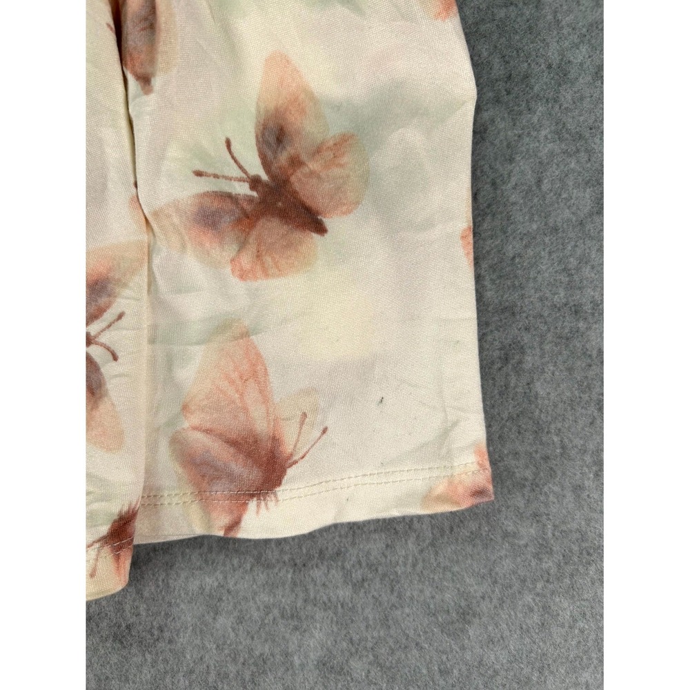 Ambrielle Pajama Set Womens Medium Pink Beige Butterfly Print Stretch Sleepwear - Picture 15 of 16